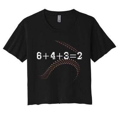 6+4+3=2 643 Double Play Outs Baseball Player Coach Softball Women's Crop Top Tee