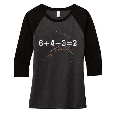 6+4+3=2 643 Double Play Outs Baseball Player Coach Softball Women's Tri-Blend 3/4-Sleeve Raglan Shirt