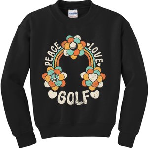 60s 70s Groovy Rainbow Outfit Hippie Lover Peace Love Golf Kids Sweatshirt