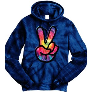 60s 70s Tie Dye Peace Hand Sign Hippie Tie Dye Hoodie