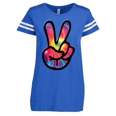 60s 70s Tie Dye Peace Hand Sign Hippie Enza Ladies Jersey Football T-Shirt