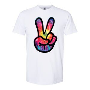 60s 70s Tie Dye Peace Hand Sign Hippie Softstyle CVC T-Shirt