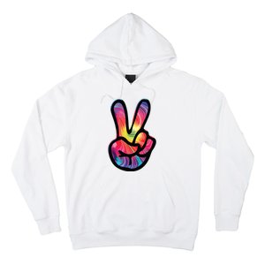 60s 70s Tie Dye Peace Hand Sign Hippie Hoodie