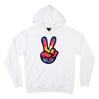 60s 70s Tie Dye Peace Hand Sign Hippie Hoodie