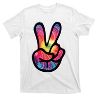 60s 70s Tie Dye Peace Hand Sign Hippie T-Shirt