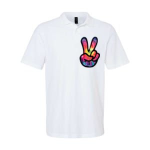 60s 70s Tie Dye Peace Hand Sign Hippie Softstyle Adult Sport Polo