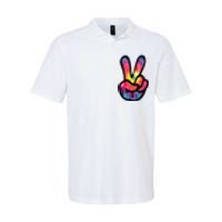 60s 70s Tie Dye Peace Hand Sign Hippie Softstyle Adult Sport Polo