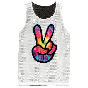 60s 70s Tie Dye Peace Hand Sign Hippie Mesh Reversible Basketball Jersey Tank