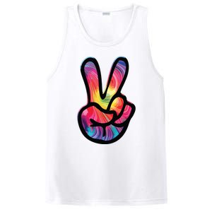 60s 70s Tie Dye Peace Hand Sign Hippie PosiCharge Competitor Tank