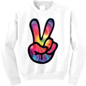 60s 70s Tie Dye Peace Hand Sign Hippie Kids Sweatshirt