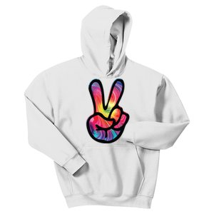 60s 70s Tie Dye Peace Hand Sign Hippie Kids Hoodie