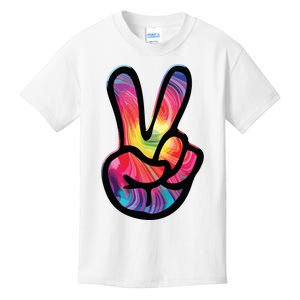 60s 70s Tie Dye Peace Hand Sign Hippie Kids T-Shirt