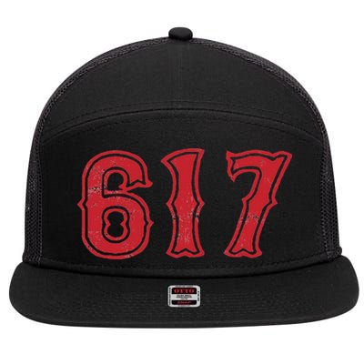 617 Area Code Boston Fan Baseball 7 Panel Mesh Trucker Snapback Hat