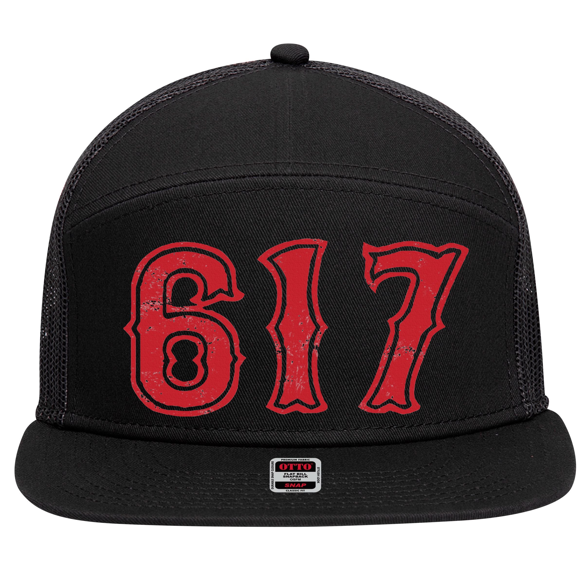 617 Area Code Boston Fan Baseball 7 Panel Mesh Trucker Snapback Hat