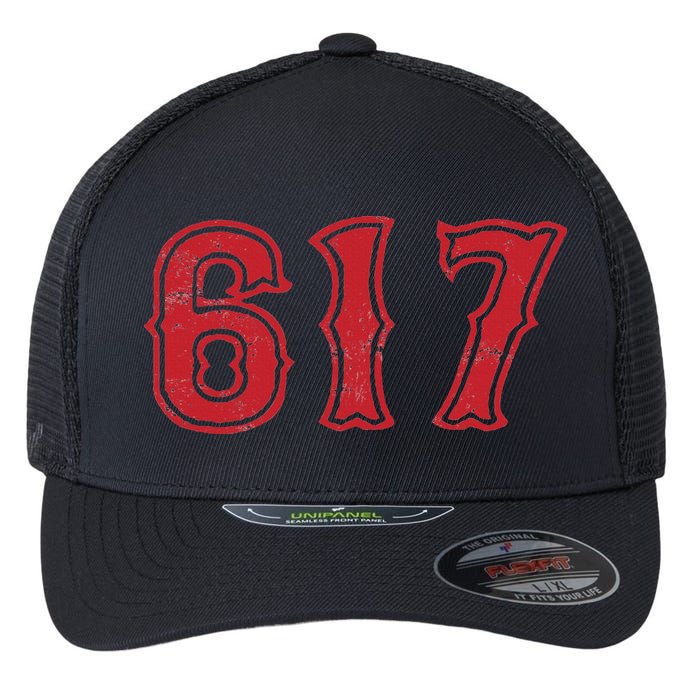 617 Area Code Boston Fan Baseball Flexfit Unipanel Trucker Cap