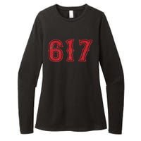 617 Area Code Boston Fan Baseball Womens CVC Long Sleeve Shirt