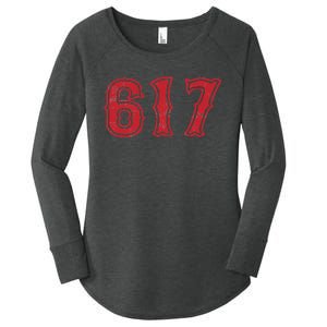 617 Area Code Boston Fan Baseball Women's Perfect Tri Tunic Long Sleeve Shirt