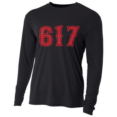 617 Area Code Boston Fan Baseball Cooling Performance Long Sleeve Crew