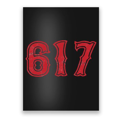 617 Area Code Boston Fan Baseball Poster
