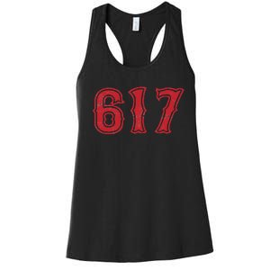 617 Area Code Boston Fan Baseball Women's Racerback Tank