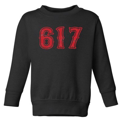 617 Area Code Boston Fan Baseball Toddler Sweatshirt