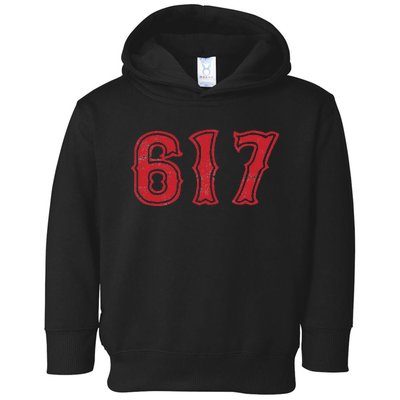 617 Area Code Boston Fan Baseball Toddler Hoodie