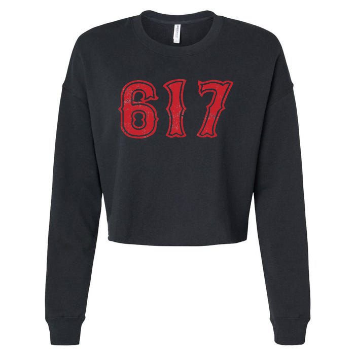 617 Area Code Boston Fan Baseball Cropped Pullover Crew