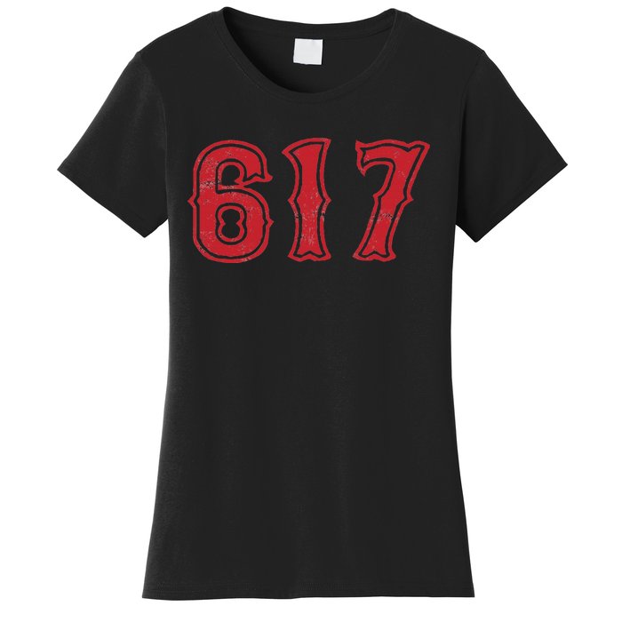 617 Area Code Boston Fan Baseball Women's T-Shirt