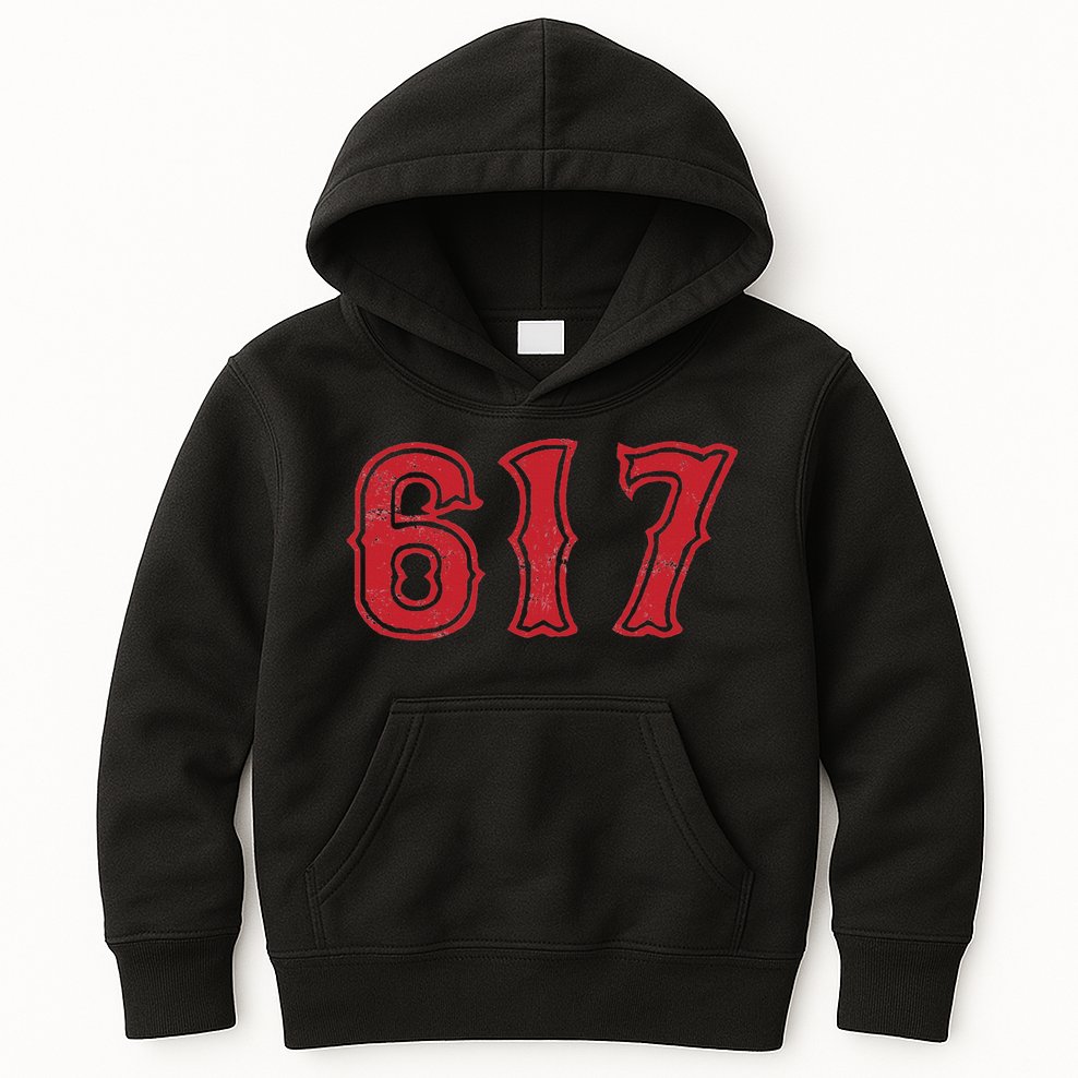 617 Area Code Boston Fan Baseball Kids Hoodie