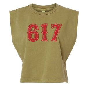 617 Area Code Boston Fan Baseball Garment-Dyed Women's Muscle Tee