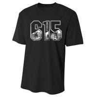 615 Area Code Pride Nashville Tennessee Skyline Vintage Performance Sprint T-Shirt