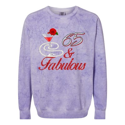 65 And Fabulous 65th Birthday 65 Years Old Bday Colorblast Crewneck Sweatshirt