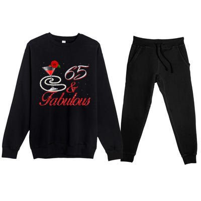 65 And Fabulous 65th Birthday 65 Years Old Bday Premium Crewneck Sweatsuit Set