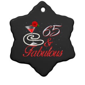 65 And Fabulous 65th Birthday 65 Years Old Bday Ceramic Star Ornament