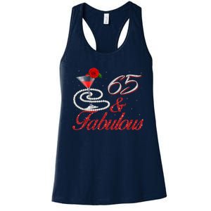 65 And Fabulous 65th Birthday 65 Years Old Bday Women's Racerback Tank