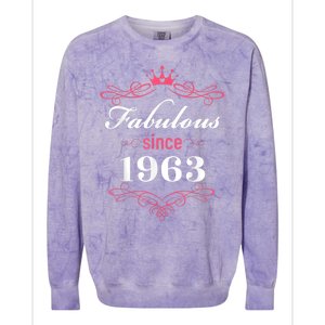 60 and Fabulous Since 1963 60th Birthday WoM.e.n Colorblast Crewneck Sweatshirt