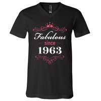 60 and Fabulous Since 1963 60th Birthday WoM.e.n V-Neck T-Shirt