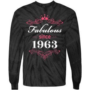 60 and Fabulous Since 1963 60th Birthday WoM.e.n Tie-Dye Long Sleeve Shirt