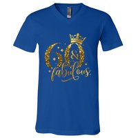 60 And Fabulous 60 Year Old Crown 1963 60th Birthday V-Neck T-Shirt