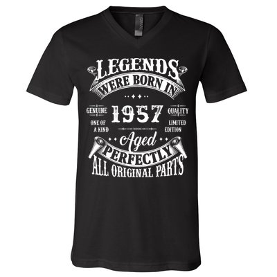 65 Birthday 1957 Gift Vintage 65 Birthday V-Neck T-Shirt