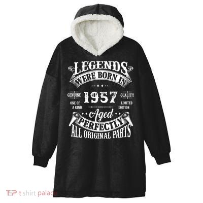 65 Birthday 1957 Gift Vintage 65 Birthday Hooded Wearable Blanket