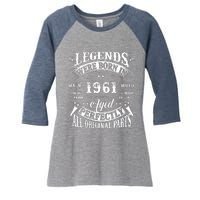 61 Birthday 1961 Gift Vintage 61 Birthday Women's Tri-Blend 3/4-Sleeve Raglan Shirt