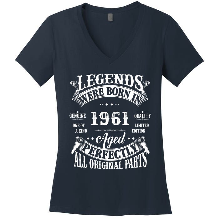 61 Birthday 1961 Gift Vintage 61 Birthday Women's V-Neck T-Shirt