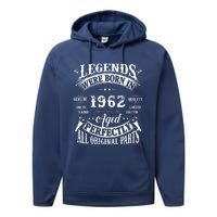 60 Birthday 1962 Gift Vintage 60 Birthday Performance Fleece Hoodie