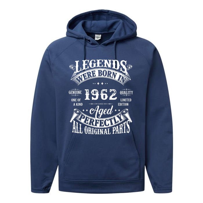 60 Birthday 1962 Gift Vintage 60 Birthday Performance Fleece Hoodie