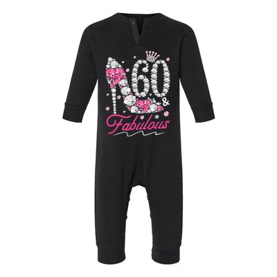 60th Birthday 60 & Fabulous Pink 60 Years Old Diamond Shoes Infant Fleece One Piece