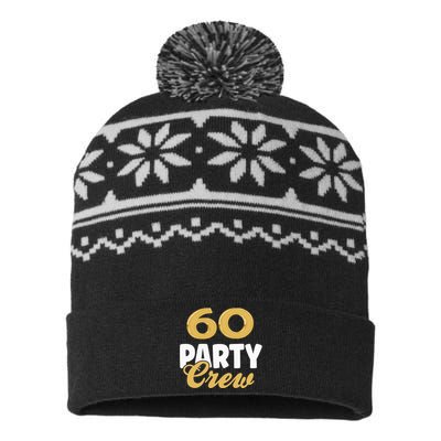 60 Birthday 60 Party Crew Squad 60th Bday Group Birthday USA-Made Snowflake Beanie