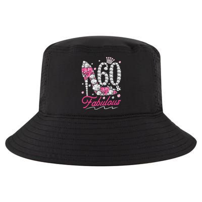 60th Birthday 60 & Fabulous Pink 60 Years Old Diamond Shoes Cool Comfort Performance Bucket Hat