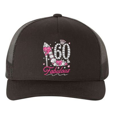 60th Birthday 60 & Fabulous Pink 60 Years Old Diamond Shoes Yupoong Adult 5-Panel Trucker Hat