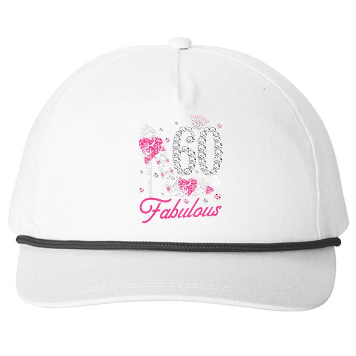 60th Birthday 60 & Fabulous Pink 60 Years Old Diamond Shoes Snapback Five-Panel Rope Hat